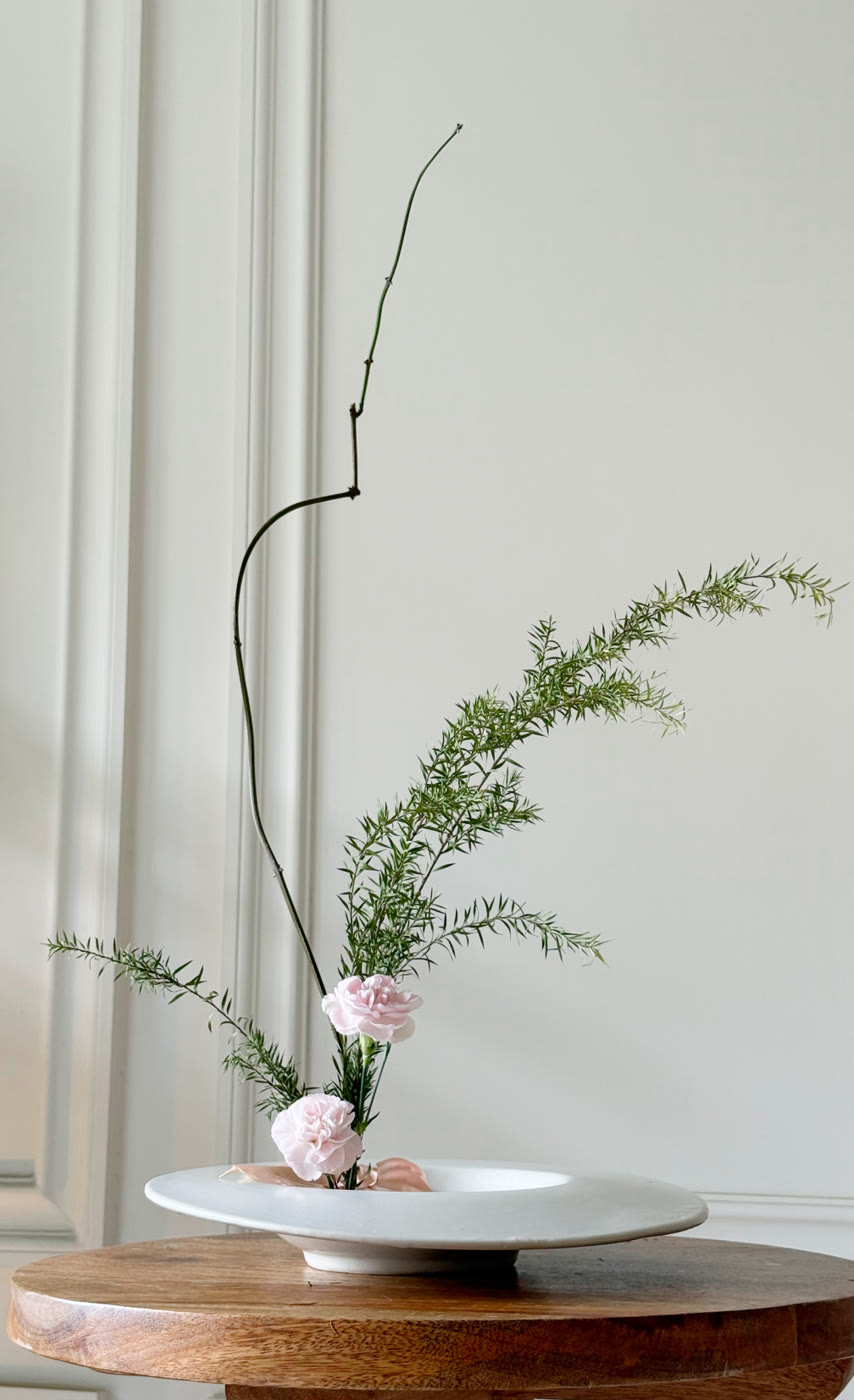 A finished arrangement in soft light