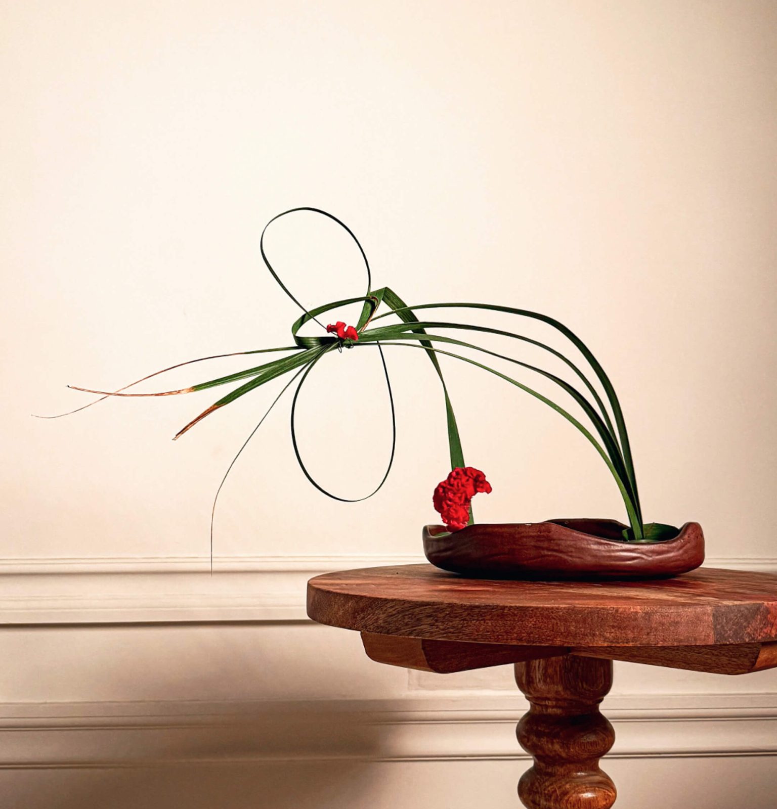 Photographing a finished Ikebana arrangement